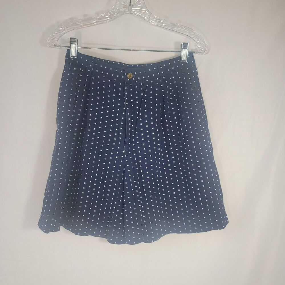 Vintage Lizsport Liz Claiborne Star Print High Waisted Shorts Navy Blue Size S